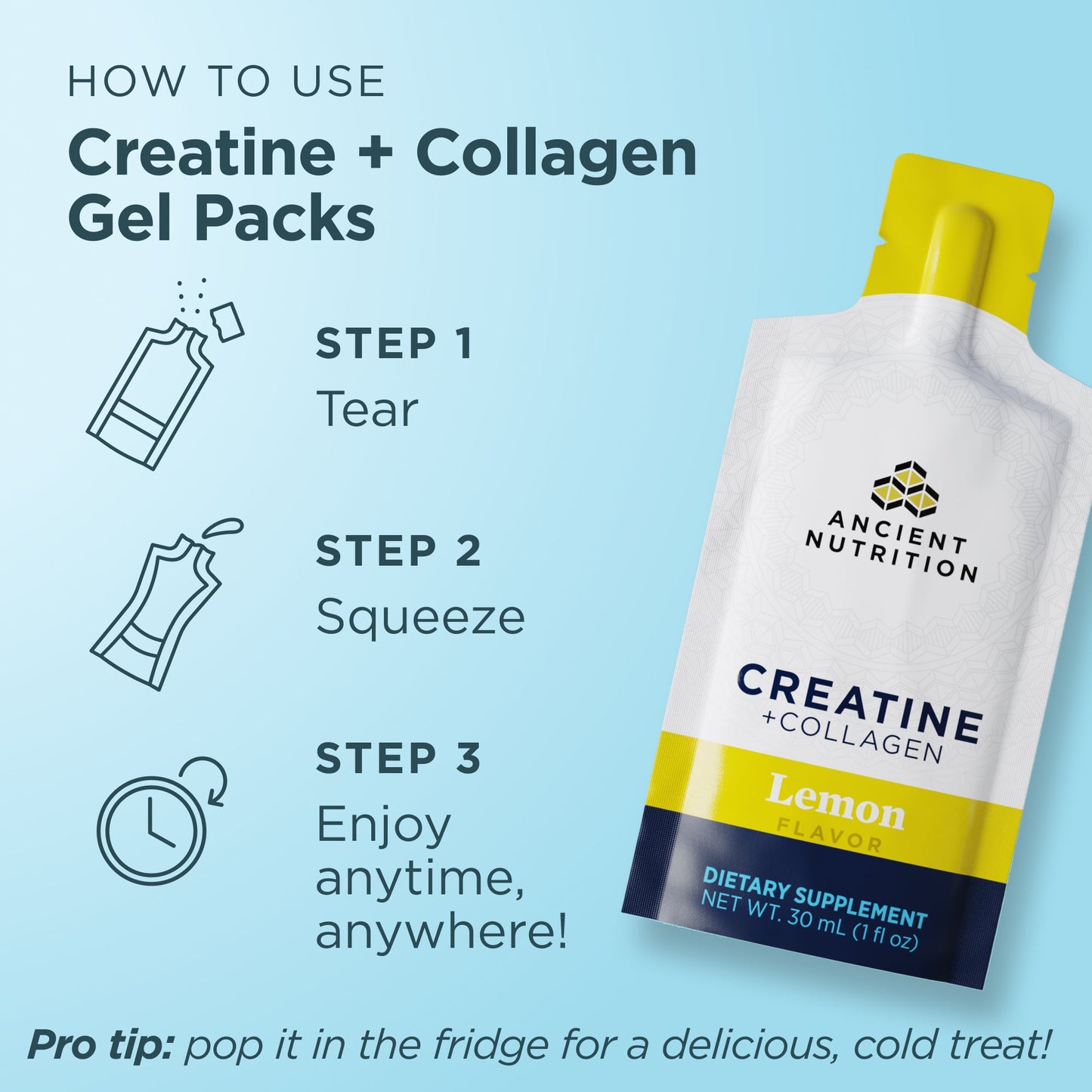 Creatine + Collagen - Gel - Lemon - 15ct
