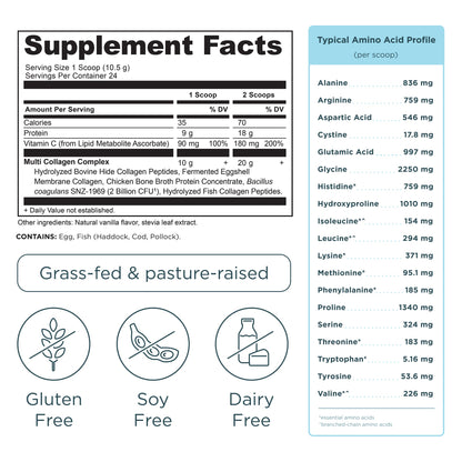 Multi Collagen Protein - Vanilla - 24 Serving
