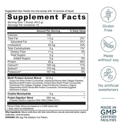 Ancient Nutrition Multi Protein Animal Based + Creatine Vanilla Bean
