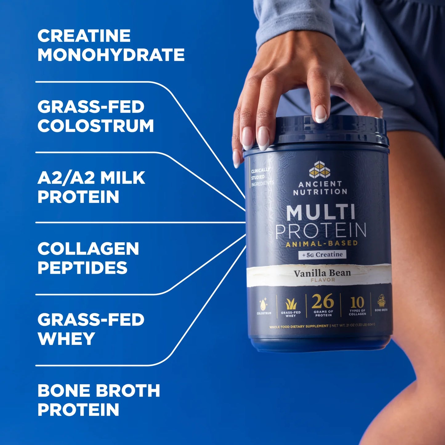 Ancient Nutrition Multi Protein Animal Based + Creatine Vanilla Bean