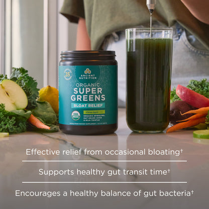 Organic Super Greens - Powder - Bloat Relief - Citrus Apple - 25 srv