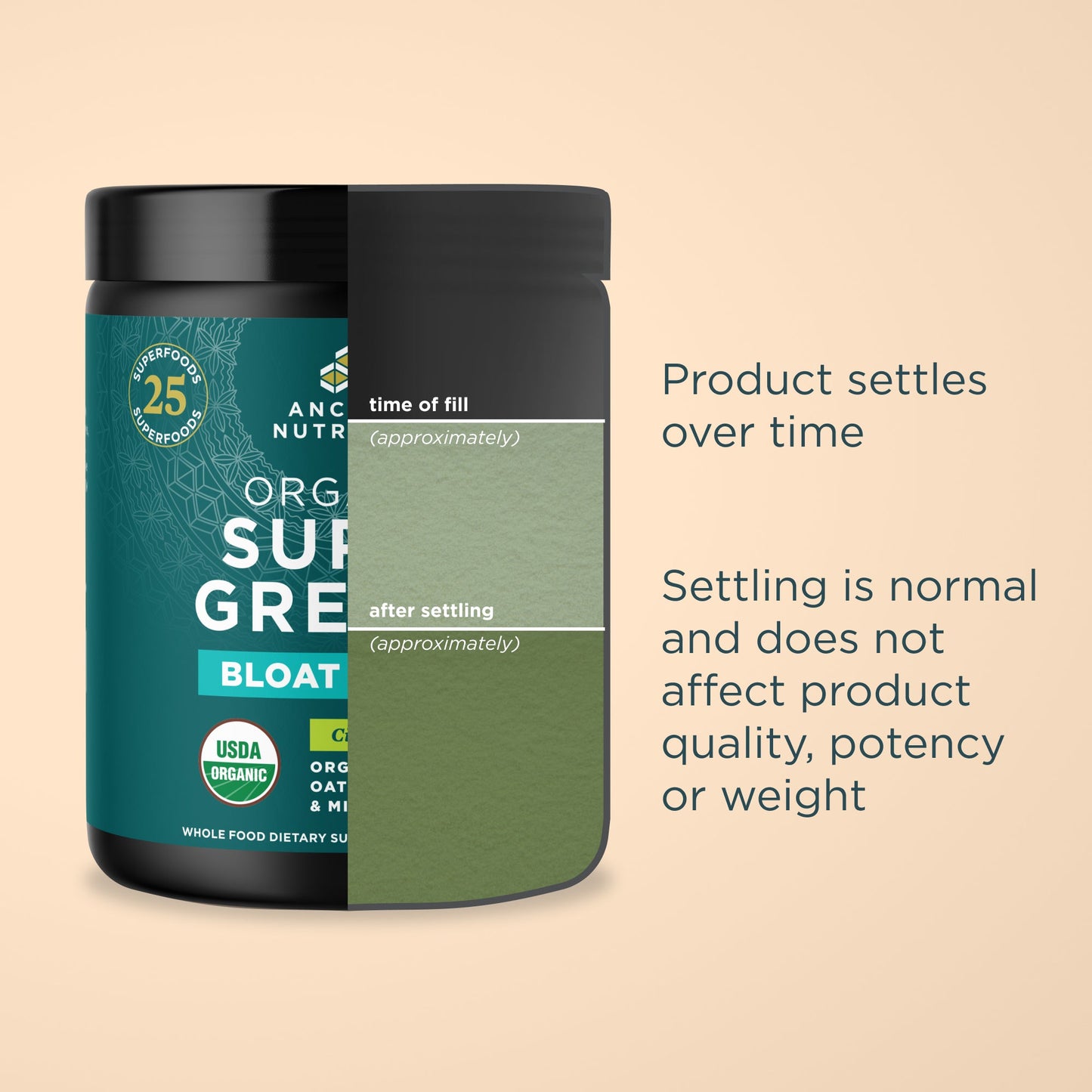 Organic Super Greens - Powder - Bloat Relief - Citrus Apple - 25 srv