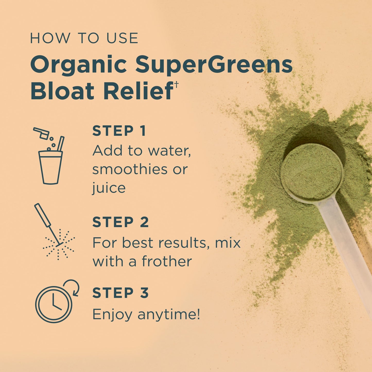 Organic Super Greens - Powder - Bloat Relief - Citrus Apple - 25 srv