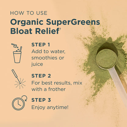Organic Super Greens - Powder - Bloat Relief - Citrus Apple - 25 srv