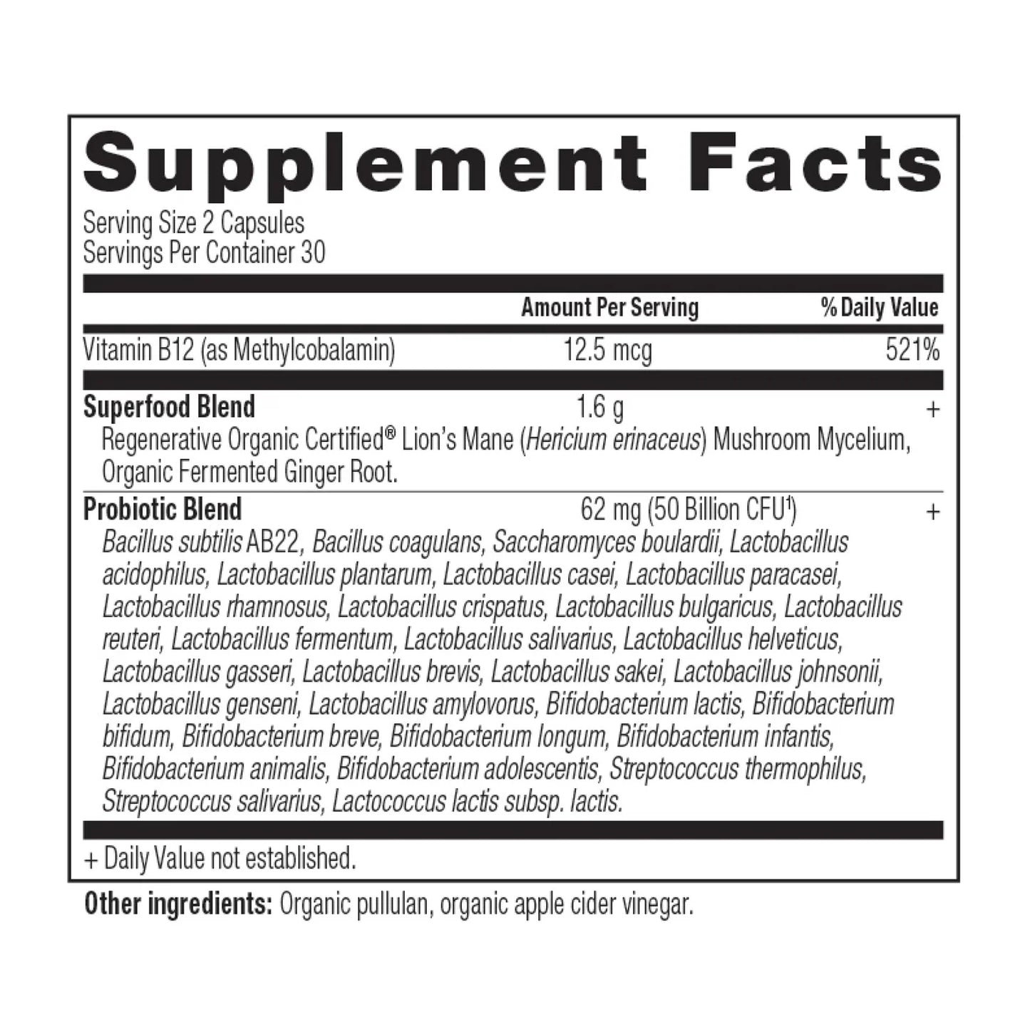 Ancient Nutrition Regenerative Organic Certified™ Extra Strength Probiotics 60 capsules