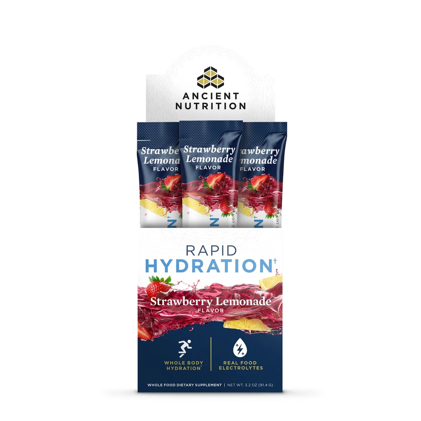 Ancient Nutrition Rapid Hydration Strawberry Lemonade