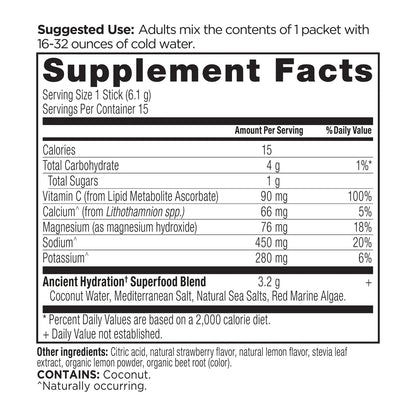 Ancient Nutrition Rapid Hydration Strawberry Lemonade