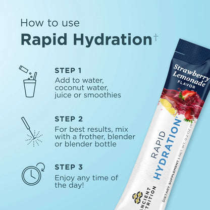 Ancient Nutrition Rapid Hydration Strawberry Lemonade