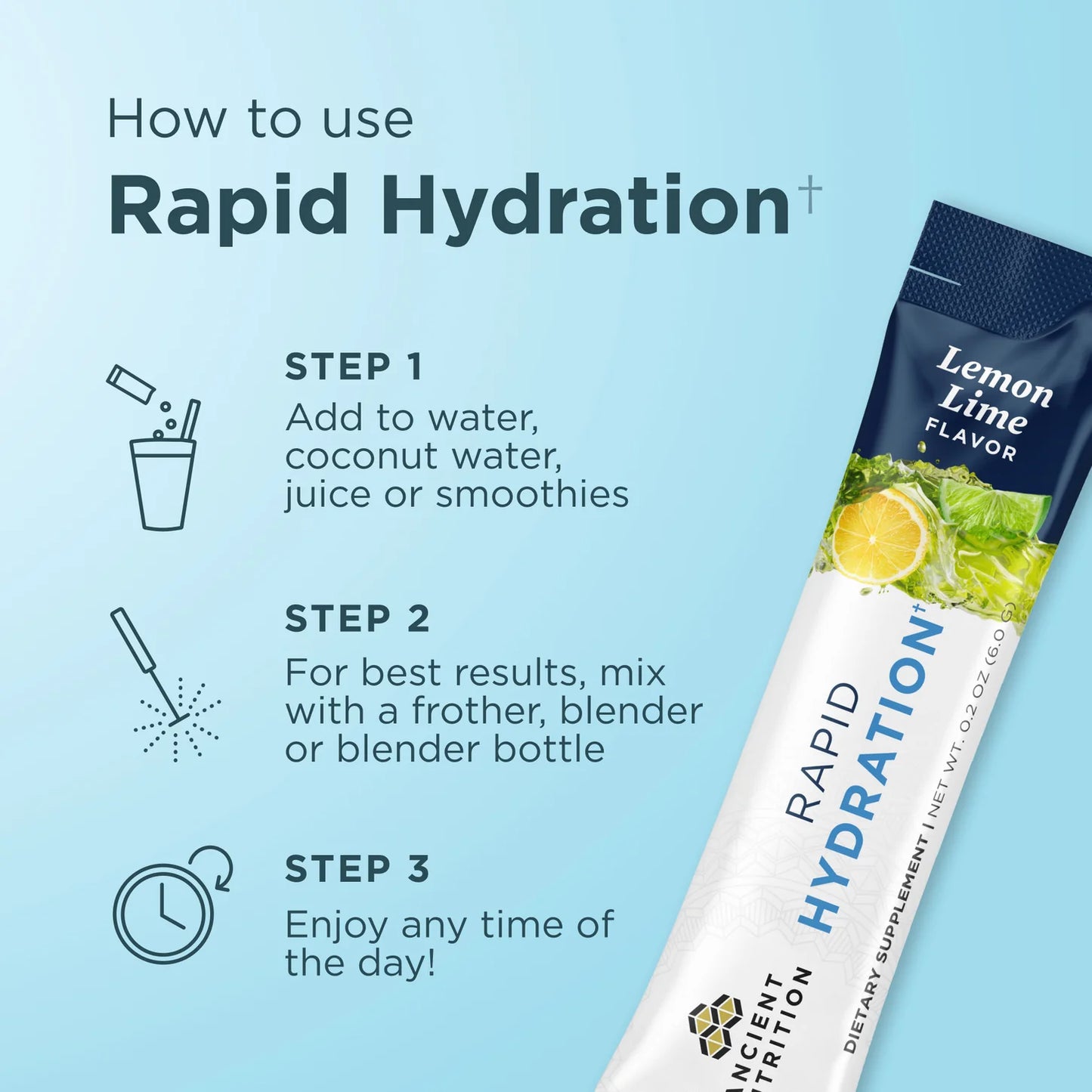 Ancient Nutrition Rapid Hydration Lemon Lime