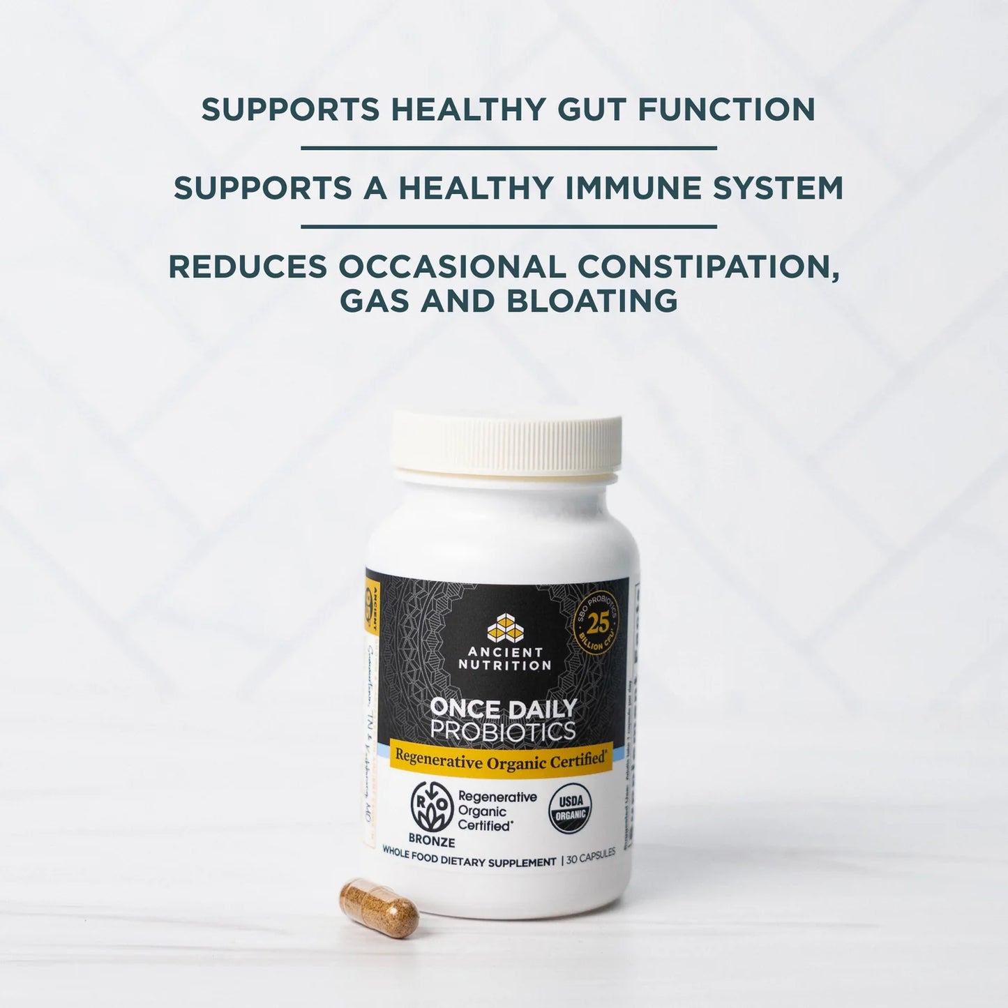 Ancient Nutrition Regenerative Organic Certified™ Once Daily Probiotics 30 capsules