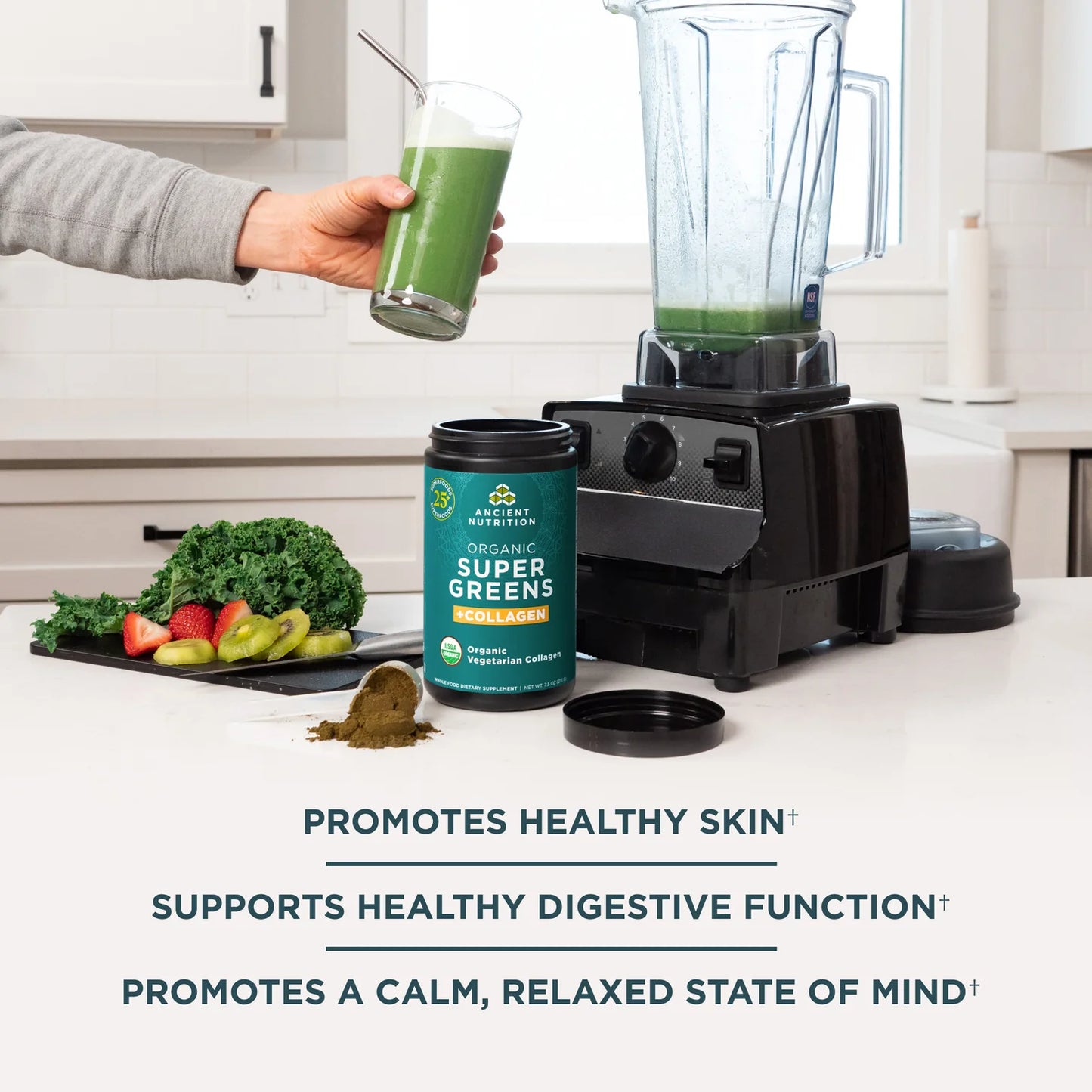 Ancient Nutrition Organic Super Greens + Collagen Powder