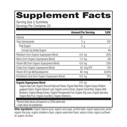 Ancient Nutrition Organic Super Greens Gummy - Strawberry Watermelon