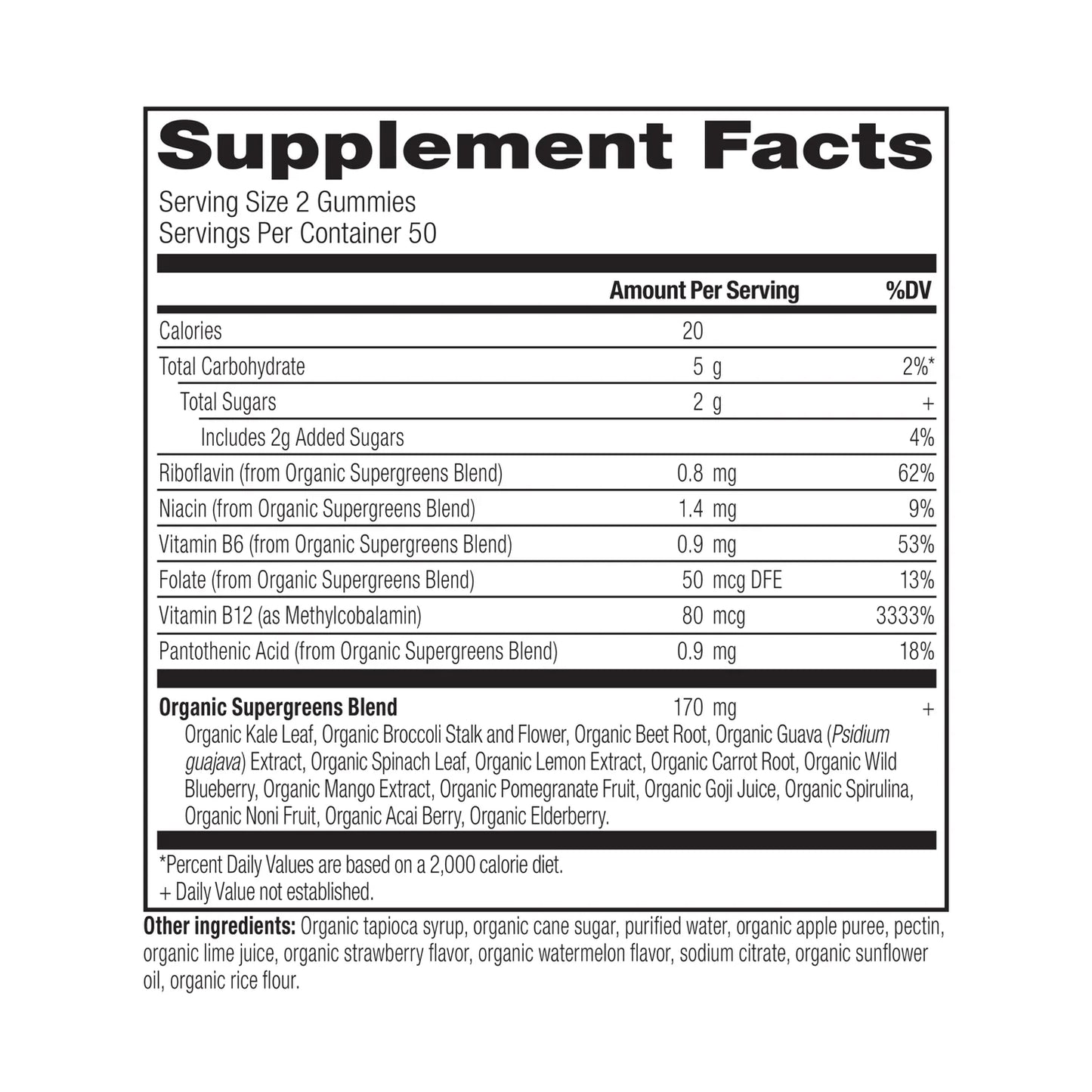 Ancient Nutrition Organic Super Greens Gummy - Strawberry Watermelon