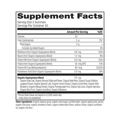 Ancient Nutrition Organic Super Greens Gummy - Strawberry Watermelon