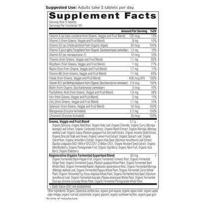 Ancient Nutrition Organic Super Greens + Multivitamin Tablets