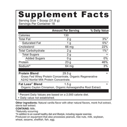 Ancient Nutrition Vanilla Cinnamon Fat Loss Blend Whey Protein