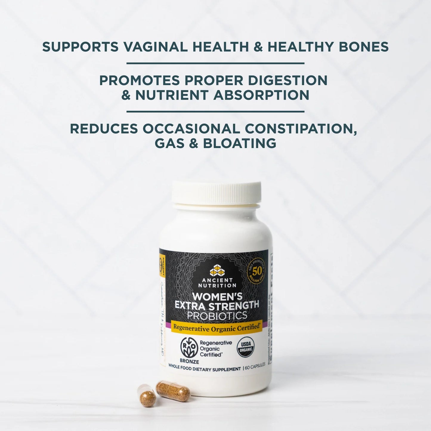 Ancient Nutrition Regenerative Organic Certified™ Women's Extra Strength Probiotics