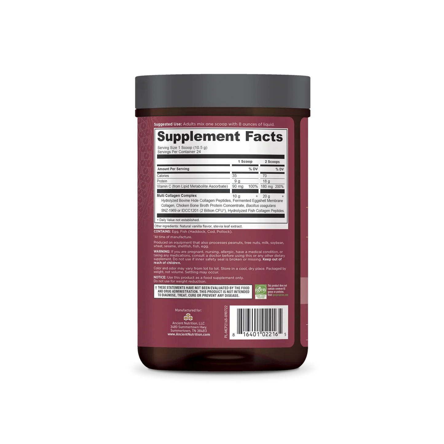 Ancient Nutrition Multi Collagen Protein Vanilla 24 servings