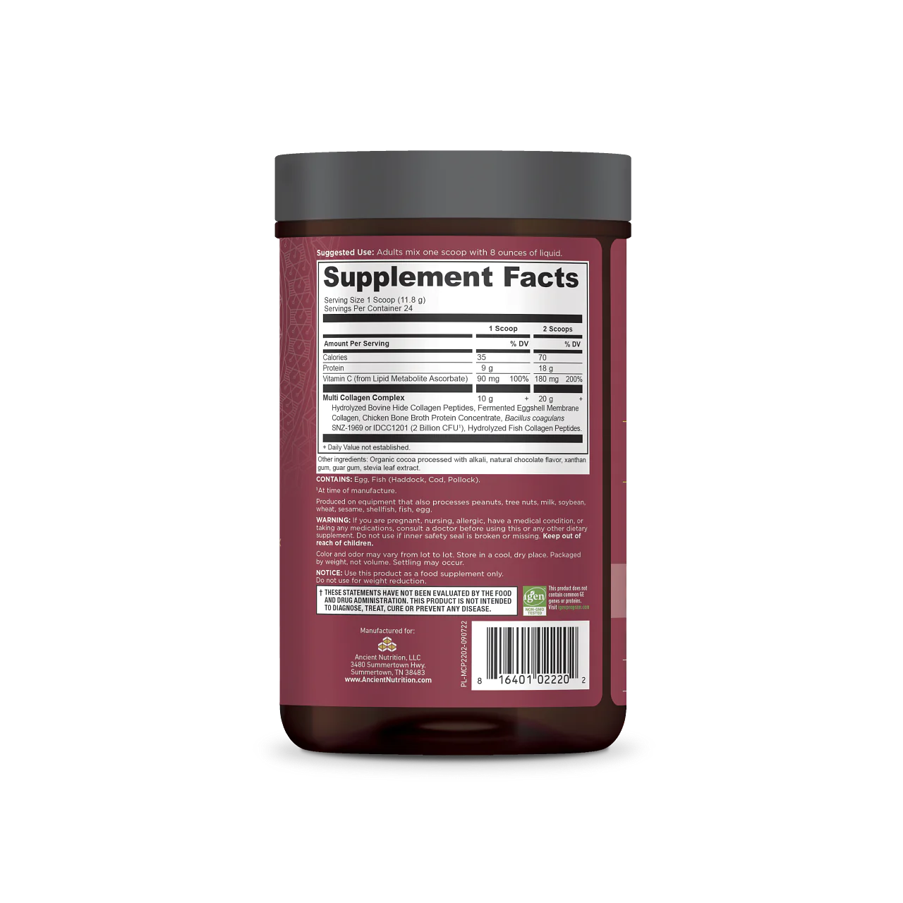Ancient Nutrition Multi Collagen Protein Chocolate 24 servings